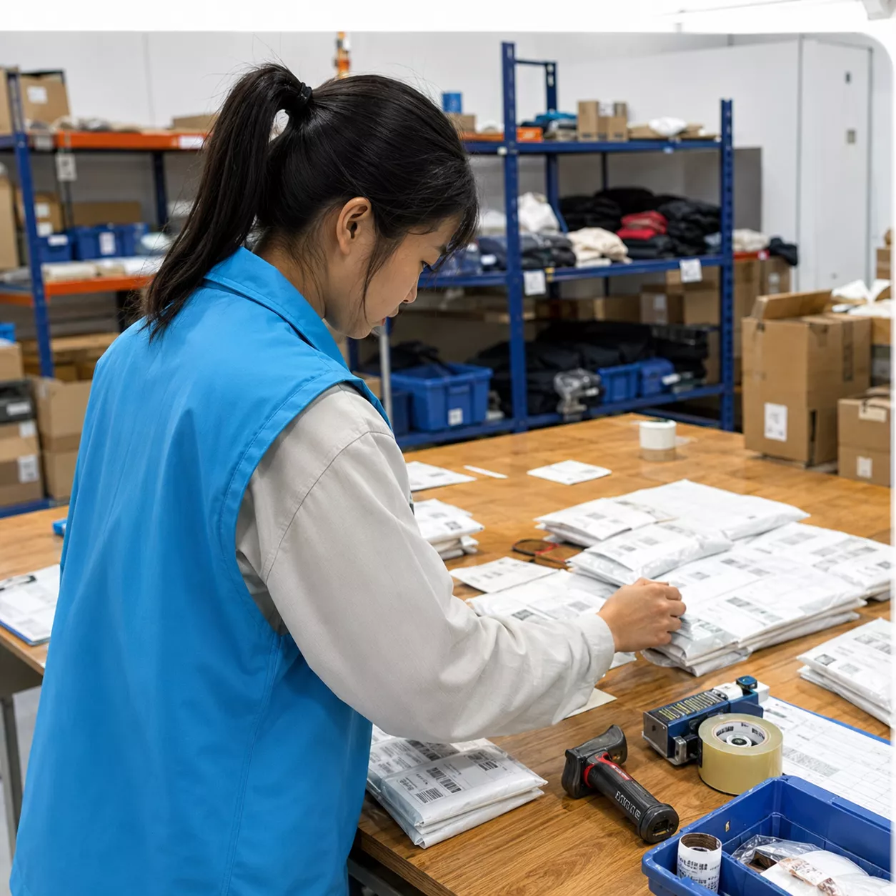 BSDropshipping employee checking clothing quality
